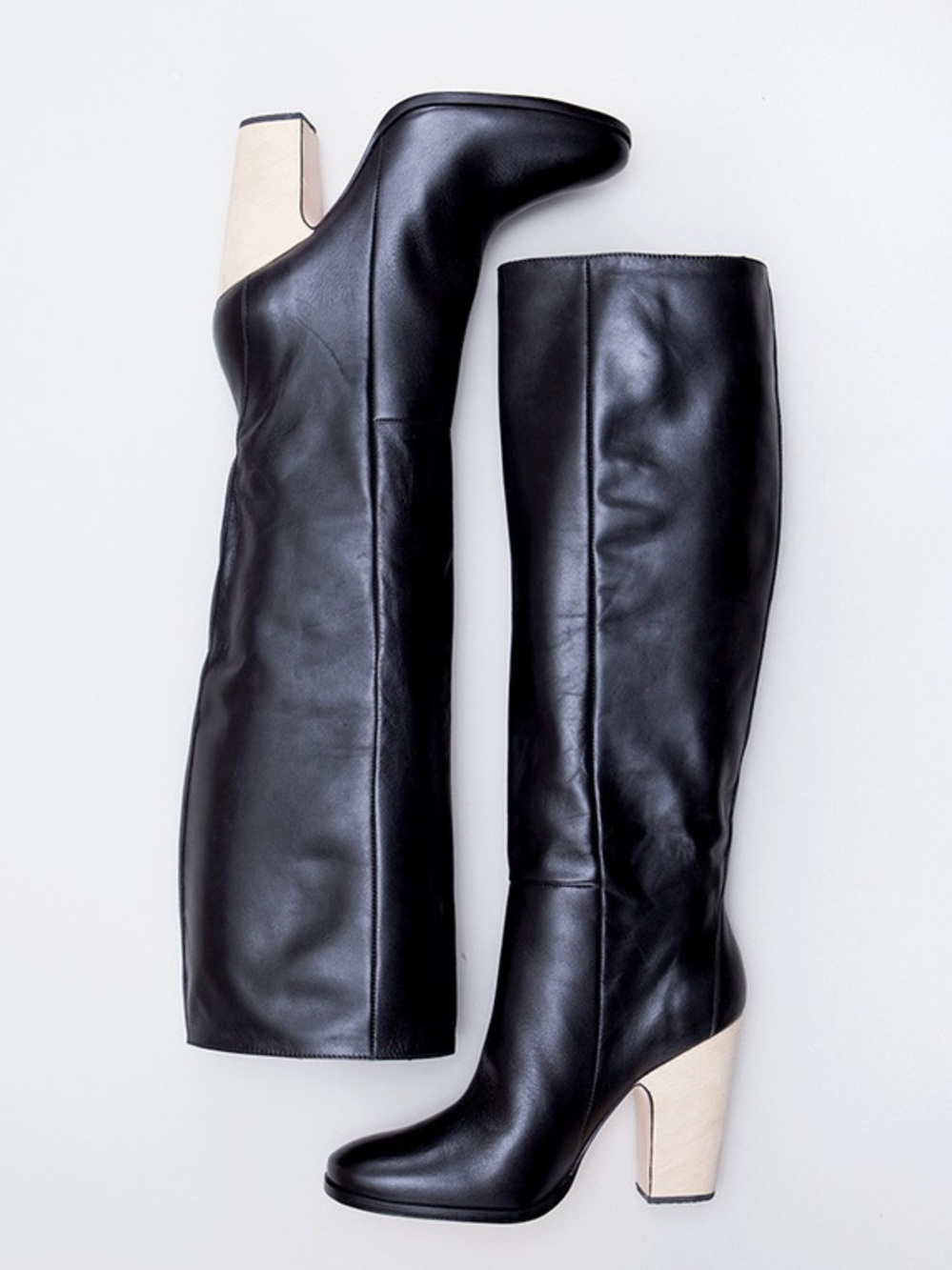 Rachel Comey ‘Carta’ Tall Black Leather Boots with Wood Block Heel